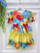Vestido Infantil Junino Arraiá Festa Capira Xadrez Colorido