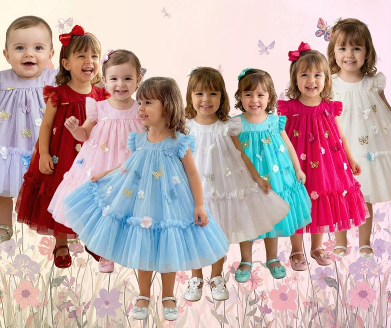 Vestido Vila Lele Jardim das Borboletas Baby Liz