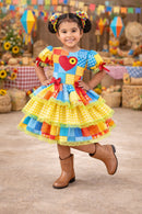 Vestido Infantil Junino Arraiá Festa Capira Xadrez Colorido
