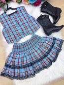 Conjunto Junino Miss Cherry Melissa Xadrez