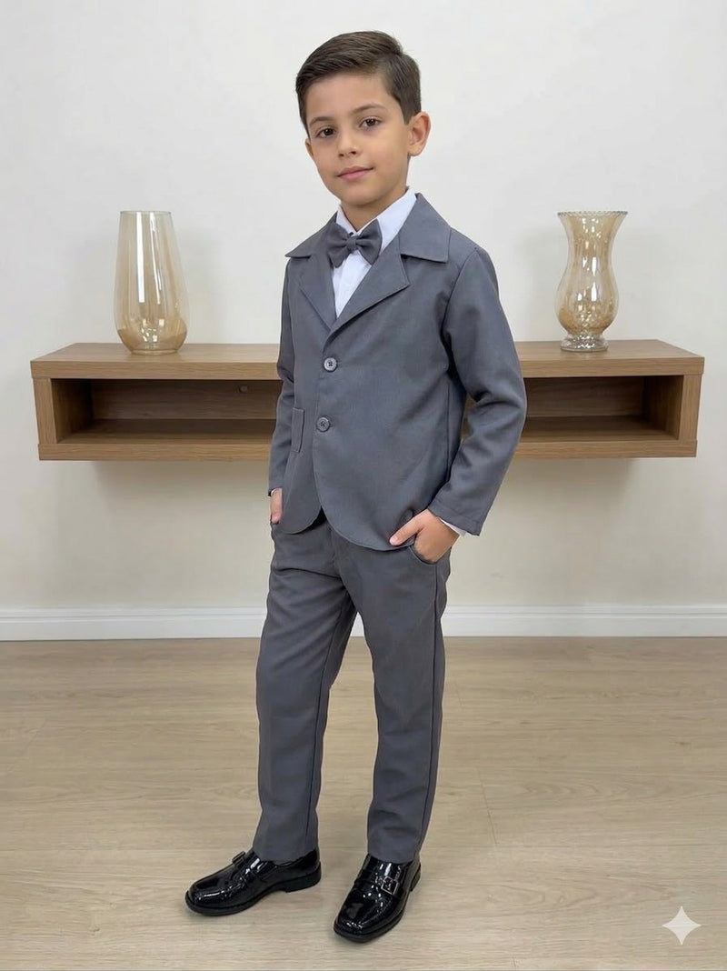 Conjunto infantil Social Terno Cinza Grafite masculino formatura