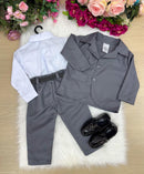 Conjunto infantil Social Terno Cinza Grafite masculino formatura