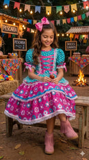 Vestido Bella Child Junino Arraiá Encanto do Interior Verde