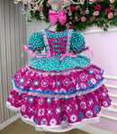 Vestido Bella Child Junino Arraiá Encanto do Interior Verde
