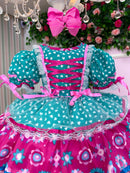 Vestido Bella Child Junino Arraiá Encanto do Interior Verde