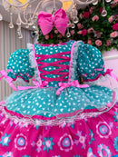 Vestido Bella Child Junino Arraiá Encanto do Interior Verde
