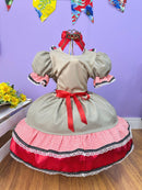 Vestido Infantil Junino Arraia Maria Bonita Colorido Festas