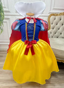 Vestido Fantasia Infantil Branca de Neve Amarelo Capa Tiara