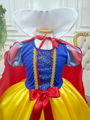 Vestido Fantasia Infantil Branca de Neve Amarelo Capa Tiara