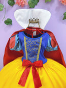 Vestido Fantasia Infantil Branca de Neve Amarelo Capa Tiara