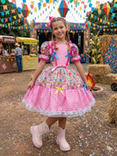 Vestido infantil Marie Junino Quermesse de Luxo Pink