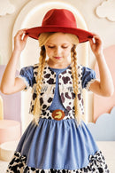 Conjunto Vestido e Colete Infantil Fazendinha Vaquinha Boiadeira Laço