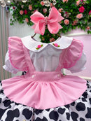 Vestido Temáticos Kids Doce Mimosa Rosa - Fazendinha - Vaquinha