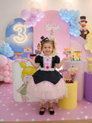 Vestido Temáticos Kids Mundo Bita Preto e Rosa