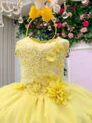 Vestido Juvenil Vila Lele Regata Flores Amarelo