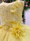 Vestido Juvenil Vila Lele Regata Flores Amarelo