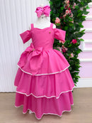 Vestido infantil Longo Safira Rosa Chiclete festas casamento aniversario