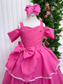 Vestido infantil Longo Safira Rosa Chiclete festas casamento aniversario