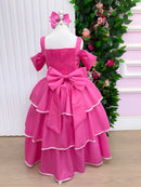 Vestido infantil Longo Safira Rosa Chiclete festas casamento aniversario
