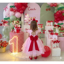 Vestido Refinado Mini Miss Cerejinha Rosa Bebe