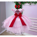 Vestido Refinado Mini Miss Cerejinha Rosa Bebe