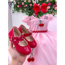 Vestido Refinado Mini Miss Cerejinha Rosa Bebe