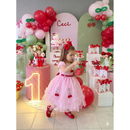 Vestido Refinado Mini Miss Cerejinha Rosa Bebe